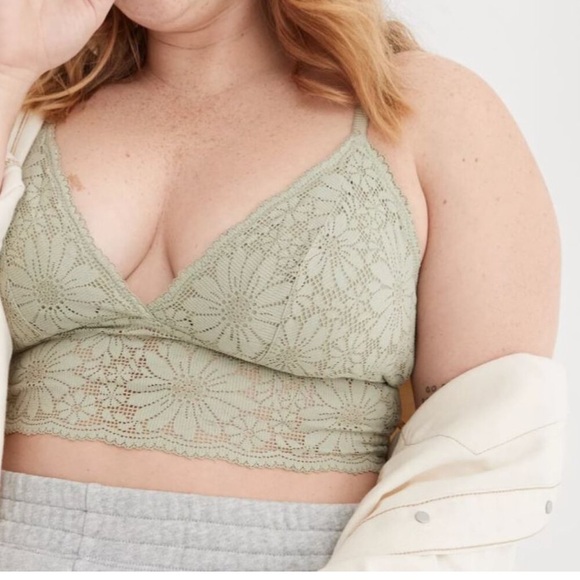 Green Floral Lace Bralette by aerie - Picture 3 of 6